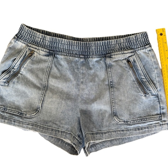 Aerie Y2K Denim Shorts Women’s Large Blue Pull On Chambray Soft Stretch - Picture 6 of 8